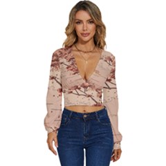 Long Sleeve Deep-V Velour Top 