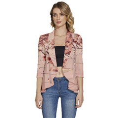 Women s 3/4 Sleeve Ruffle Edge Open Front Jacket 