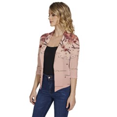 Women s Draped Front 3/4 Sleeve Shawl Collar Jacket 