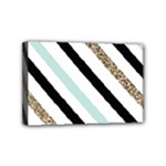 Pattern, Black, Blue, Gold, Lines, Stripes Mini Canvas 6  x 4  (Stretched)