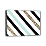 Pattern, Black, Blue, Gold, Lines, Stripes Mini Canvas 7  x 5  (Stretched)