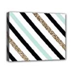 Pattern, Black, Blue, Gold, Lines, Stripes Canvas 10  x 8  (Stretched)