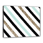 Pattern, Black, Blue, Gold, Lines, Stripes Canvas 20  x 16  (Stretched)