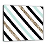 Pattern, Black, Blue, Gold, Lines, Stripes Canvas 24  x 20  (Stretched)