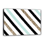 Pattern, Black, Blue, Gold, Lines, Stripes Canvas 18  x 12  (Stretched)