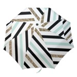 Pattern, Black, Blue, Gold, Lines, Stripes Folding Umbrellas