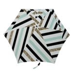 Pattern, Black, Blue, Gold, Lines, Stripes Mini Folding Umbrellas