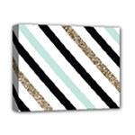 Pattern, Black, Blue, Gold, Lines, Stripes Deluxe Canvas 14  x 11  (Stretched)