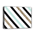 Pattern, Black, Blue, Gold, Lines, Stripes Deluxe Canvas 16  x 12  (Stretched) 