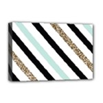 Pattern, Black, Blue, Gold, Lines, Stripes Deluxe Canvas 18  x 12  (Stretched)