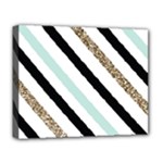 Pattern, Black, Blue, Gold, Lines, Stripes Deluxe Canvas 20  x 16  (Stretched)