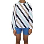 Pattern, Black, Blue, Gold, Lines, Stripes Kids  Long Sleeve Swimwear