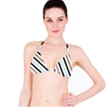 Pattern, Black, Blue, Gold, Lines, Stripes Classic Bikini Top