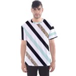 Pattern, Black, Blue, Gold, Lines, Stripes Men s Sport Mesh T-Shirt