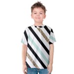 Pattern, Black, Blue, Gold, Lines, Stripes Kids  Cotton T-Shirt