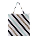 Pattern, Black, Blue, Gold, Lines, Stripes Grocery Tote Bag