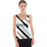 Pattern, Black, Blue, Gold, Lines, Stripes Women s Basic Tank Top