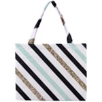 Pattern, Black, Blue, Gold, Lines, Stripes Mini Tote Bag