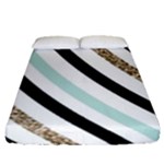 Pattern, Black, Blue, Gold, Lines, Stripes Fitted Sheet (Queen Size)