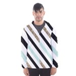 Pattern, Black, Blue, Gold, Lines, Stripes Men s Hooded Windbreaker