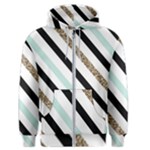 Pattern, Black, Blue, Gold, Lines, Stripes Men s Zipper Hoodie