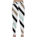 Pattern, Black, Blue, Gold, Lines, Stripes Classic Yoga Leggings