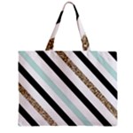 Pattern, Black, Blue, Gold, Lines, Stripes Zipper Mini Tote Bag