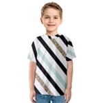 Pattern, Black, Blue, Gold, Lines, Stripes Kids  Sport Mesh T-Shirt