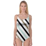 Pattern, Black, Blue, Gold, Lines, Stripes Camisole Leotard 