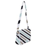 Pattern, Black, Blue, Gold, Lines, Stripes Shoulder Bag with Back Zipper