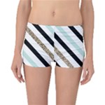 Pattern, Black, Blue, Gold, Lines, Stripes Boyleg Bikini Bottoms