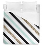 Pattern, Black, Blue, Gold, Lines, Stripes Duvet Cover (Queen Size)