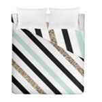 Pattern, Black, Blue, Gold, Lines, Stripes Duvet Cover Double Side (Full/ Double Size)