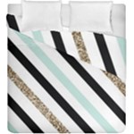 Pattern, Black, Blue, Gold, Lines, Stripes Duvet Cover Double Side (King Size)