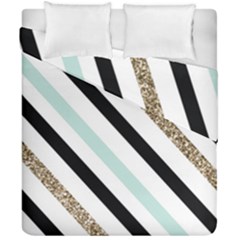 Pattern, Black, Blue, Gold, Lines, Stripes Duvet Cover Double Side (California King Size) from ArtsNow.com