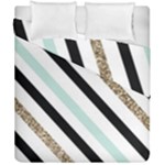 Pattern, Black, Blue, Gold, Lines, Stripes Duvet Cover Double Side (California King Size)