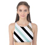 Pattern, Black, Blue, Gold, Lines, Stripes Tank Bikini Top