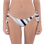 Pattern, Black, Blue, Gold, Lines, Stripes Reversible Bikini Bottoms