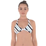 Pattern, Black, Blue, Gold, Lines, Stripes Halter Neck Bikini Top