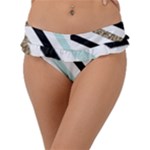 Pattern, Black, Blue, Gold, Lines, Stripes Frill Bikini Bottoms