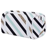 Pattern, Black, Blue, Gold, Lines, Stripes Toiletries Pouch