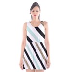 Pattern, Black, Blue, Gold, Lines, Stripes Scoop Neck Skater Dress