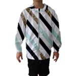 Pattern, Black, Blue, Gold, Lines, Stripes Kids  Hooded Windbreaker