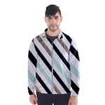 Pattern, Black, Blue, Gold, Lines, Stripes Men s Windbreaker