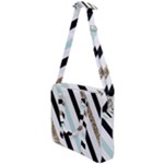 Pattern, Black, Blue, Gold, Lines, Stripes Cross Body Office Bag