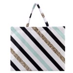 Pattern, Black, Blue, Gold, Lines, Stripes Zipper Large Tote Bag