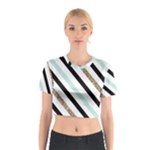 Pattern, Black, Blue, Gold, Lines, Stripes Cotton Crop Top