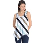 Pattern, Black, Blue, Gold, Lines, Stripes Sleeveless Tunic