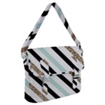 Pattern, Black, Blue, Gold, Lines, Stripes Buckle Messenger Bag