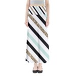 Pattern, Black, Blue, Gold, Lines, Stripes Full Length Maxi Skirt